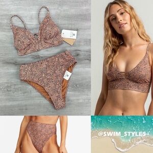 ☀️BILLABONG☀️ HIDDEN SHORE V NECK HIDDEN SHORE HIGH WAISTED BIKINI SET